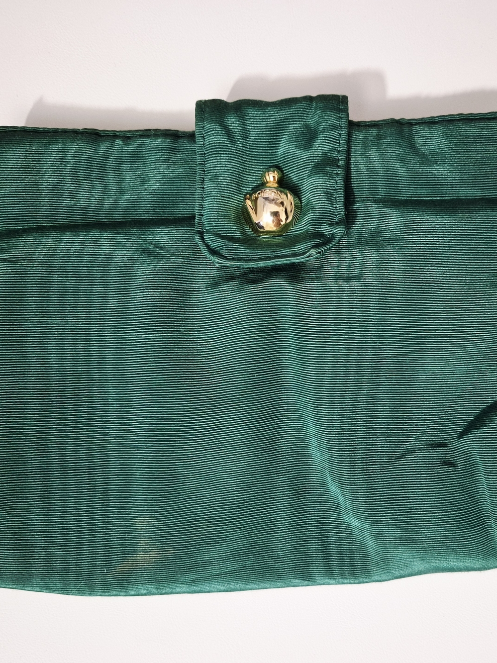 Emerald Green Satin Clutch with Gold Accent Closure